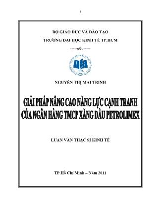 Luận văn Giải pháp nâng cao năng lực cạnh tranh của Ngân hàng TMCP xăng dầu Petrolimex
