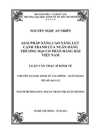 Luận văn Giải pháp nâng cao năng lực cạnh tranh của Ngân hàng Thương mại Cổ phần Hàng hải Việt Nam