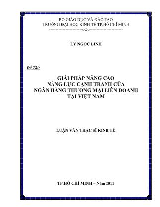 Luận văn Giải pháp nâng cao năng lực cạnh tranh của ngân hàng thương mại liên doanh tại Việt Nam