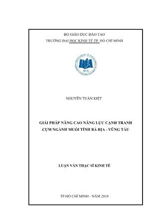 Luận văn Giải pháp nâng cao năng lực cạnh tranh cụm ngành muối tỉnh Bà Rịa - Vũng Tàu