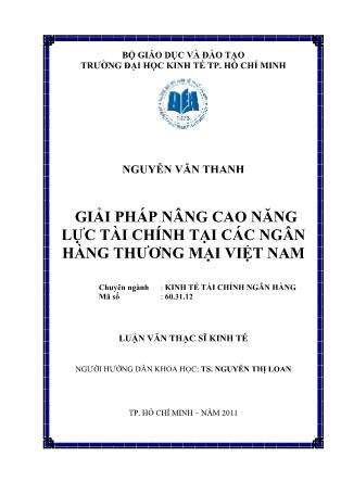 Luận văn Giải pháp nâng cao năng lực tài chính tại các ngân hàng thương mại Việt Nam