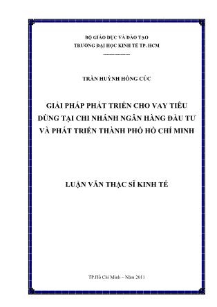 Luận văn Giải pháp phát triển cho vay tiêu dùng tại chi nhánh Ngân hàng đầu tư và phát triển thành phố Hồ Chí Minh
