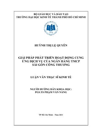 Luận văn Giải pháp phát triển hoạt động cung ứng dịch vụ của Ngân hàng TMCP Sài Gòn công thương