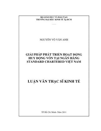 Luận văn Giải pháp phát triển hoạt động huy động vốn tại Ngân hàng Standard Chartered Việt Nam