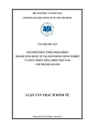Luận văn Giải pháp phát triển hoạt động thanh toán quốc tế tại Ngân hàng Nông nghiệp và phát triển nông thôn Việt nam – Chi nhánh Sài Gòn