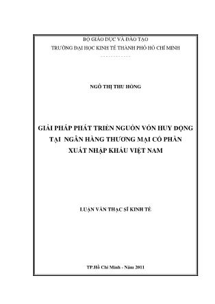 Luận văn Giải pháp phát triển nguồn vốn huy động tại Ngân hàng Thương mại Cổ phần xuất nhập khẩu Việt Nam