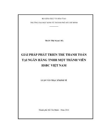 Luận văn Giải pháp phát triển thẻ thanh toán tại Ngân hàng TNHH Một Thành Viên HSBC Việt Nam