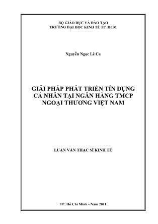 Luận văn Giải pháp phát triển tín dụng cá nhân tại Ngân hàng TMCP Ngoại thương Việt Nam