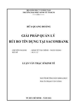 Luận văn Giải pháp quản lý rủi ro tín dụng tại Sacombank