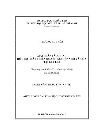Luận văn Giải pháp tài chính hỗ trợ phát triển doanh nghiệp nhỏ và vừa tại Gia Lai