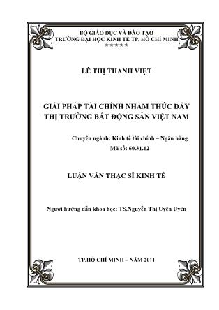 Luận văn Giải pháp tài chính nhằm thúc đẩy thị trường bất động sản Việt Nam