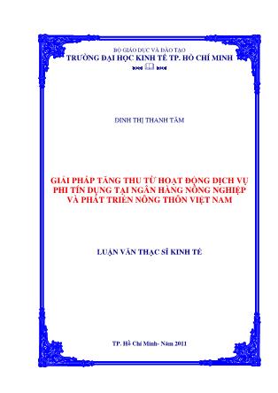 Luận văn Giải pháp tăng thu từ hoạt động dịch vụ phi tín dụng tại Ngân hàng Nông nghiệp và Phát triển nông thôn Việt Nam