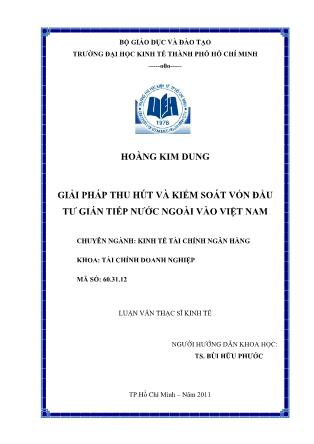 Luận văn Giải pháp thu hút và kiểm soát vốn đầu tư gián tiếp nước ngoài vào Việt Nam