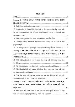 Luận văn Giáo dục pháp luật cho học sinh Trung học Phổ thông ở Hà Nội