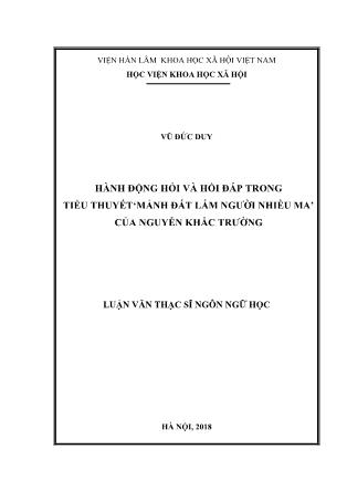 Luận văn Hành động hỏi và hồi đáp trong tiểu thuyết Mảnh đất lắm người nhiều ma của Nguyễn Khắc Trường