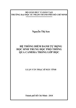 Luận văn Hệ thống điểm danh tự động học sinh Trung học phổ thông qua camera trong lớp học