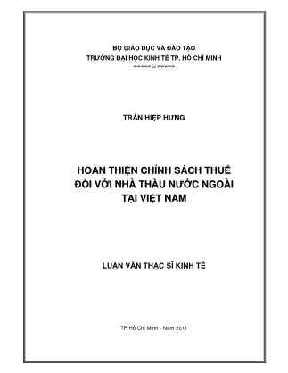 Luận văn Hoàn thiện chính sách thuế đối với nhà thầu nước ngoài tại Việt Nam