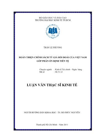 Luận văn Hoàn thiện chính sách tỷ giá hối đoái của Việt Nam góp phần ổn định tiền tệ