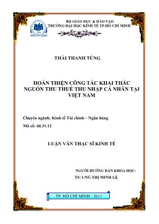 Luận văn Hoàn thiện công tác khai thác nguồn thu thuế thu nhập cá nhân tại Việt Nam