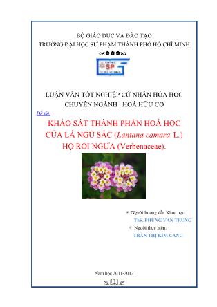 Luận văn Khảo sát thành phần hoá học của lá ngũ sắc (Lantana camara L.) họ roi ngựa (Verbenaceae)