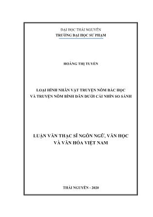 Luận văn Loại hình nhân vật truyện Nôm bác học và truyện Nôm bình dân dưới cái nhìn so sánh