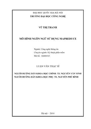 Luận văn Mô hình ngôn ngữ sử dụng Mapreduce