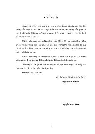 Luận văn Một số giải pháp sử dụng điện năng tiết kiệm và hiệu quả cho hộ gia đình trên địa bàn huyện Giá Rai