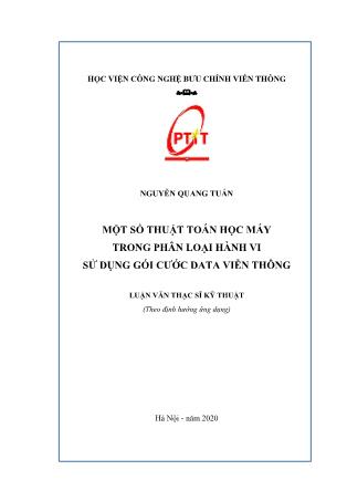 Luận văn Một số thuật toán học máy trong phân loại hành vi sử dụng gói cước data viễn thông