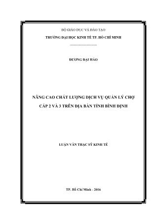 Luận văn Nâng cao chất lượng dịch vụ quản lý chợ cấp 2 và 3 trên địa bàn tỉnh Bình Định