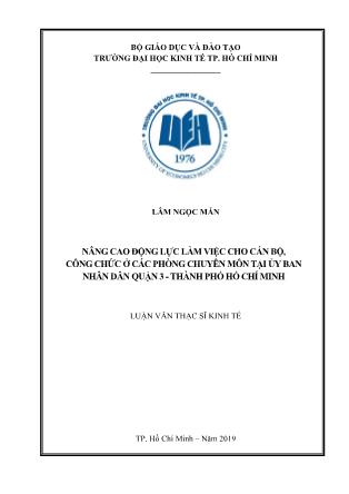 Luận văn Nâng cao động lực làm việc cho cán bộ, công chức ở các phòng chuyên môn tại Ủy ban nhân dân Quận 3 - Thành phố Hồ Chí Minh