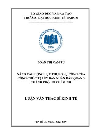 Luận văn Nâng cao động lực phụng sự công của công chức tại Ủy ban nhân dân Quận 3 - Thành phố Hồ Chí Minh