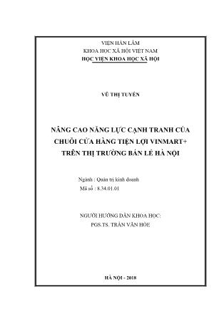 Luận văn Nâng cao năng lực cạnh tranh của chuỗi cửa hàng tiện lợi Vinmart+ trên thị trường bán lẻ Hà Nội