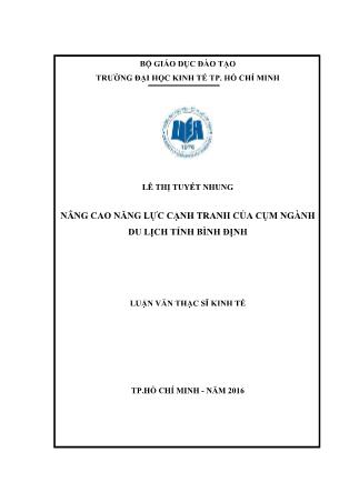 Luận văn Nâng cao năng lực cạnh tranh của cụm ngành du lịch tỉnh Bình Định