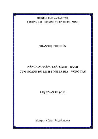 Luận văn Nâng cao năng lực cạnh tranh cụm ngành du lịch tỉnh Bà Rịa – Vũng Tàu