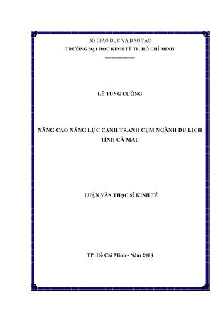 Luận văn Nâng cao năng lực cạnh tranh cụm ngành du lịch tỉnh Cà Mau