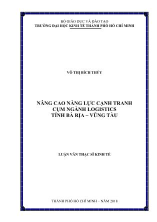 Luận văn Nâng cao năng lực cạnh tranh cụm ngành logistics tỉnh Bà Rịa - Vũng Tàu