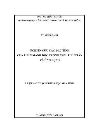 Luận văn Nghiên cứu các đặc tính của phân mảnh dọc trong cơ sở dữ liệu phân tán và ứng dụng