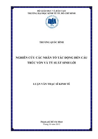 Luận văn Nghiên cứu các nhân tố tác động đến cấu trúc vốn và tỷ suất sinh lời