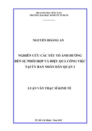Luận văn Nghiên cứu các yếu tố ảnh hưởng đến sự phối hợp và hiệu quả công việc tại Ủy ban Nhân dân Quận 3