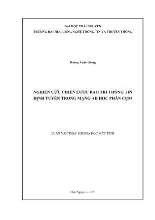 Luận văn Nghiên cứu chiến lược bảo trì thông tin định tuyến trong mạng AD HOC phân cụm