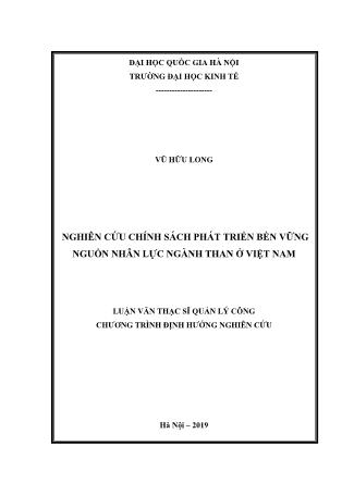 Luận văn Nghiên cứu chính sách phát triển bền vững nguồn nhân lực ngành than ở Việt Nam