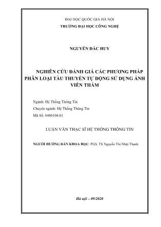 Luận văn Nghiên cứu đánh giá các phương pháp phân loại tàu thuyền tự động sử dụng ảnh viễn thám