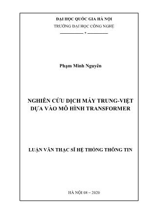 Luận văn Nghiên cứu dịch máy Trung - Việt dựa vào mô hình Transformer