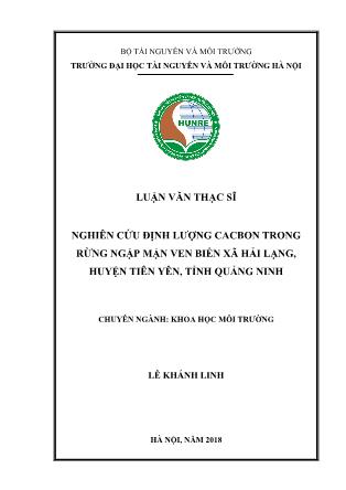 Luận văn Nghiên cứu định lượng cacbon trong rừng ngập mặn ven biển xã Hải Lạng, huyện Tiên Yên, tỉnh Quảng Ninh