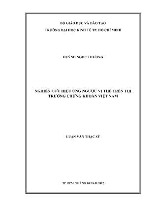 Luận văn Nghiên cứu hiệu ứng ngược vị thế trên thị trường chứng khoán Việt Nam