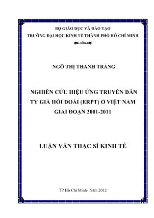 Luận văn Nghiên cứu hiệu ứng truyền dẫn tỷ giá hối đoái (ERPT) ở Việt Nam giai đoạn 2001-2011