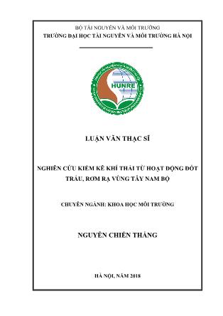 Luận văn Nghiên cứu kiểm kê khí thải từ hoạt động đốt trấu, rơm rạ vùng Tây Nam Bộ