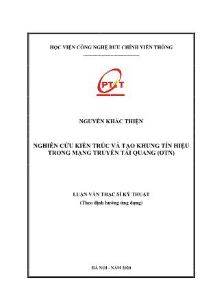 Luận văn Nghiên cứu kiến trúc và tạo khung tín hiệu trong mạng truyền tải quang (OTN)