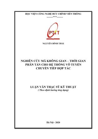 Luận văn Nghiên cứu mã không gian – thời gian phân tán cho hệ thống vô tuyến chuyển tiếp hợp tác