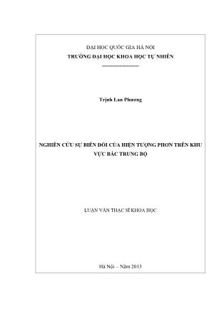 Luận văn Nghiên cứu sự biến đổi của hiện tượng phơn trên khu vực Bắc Trung Bộ